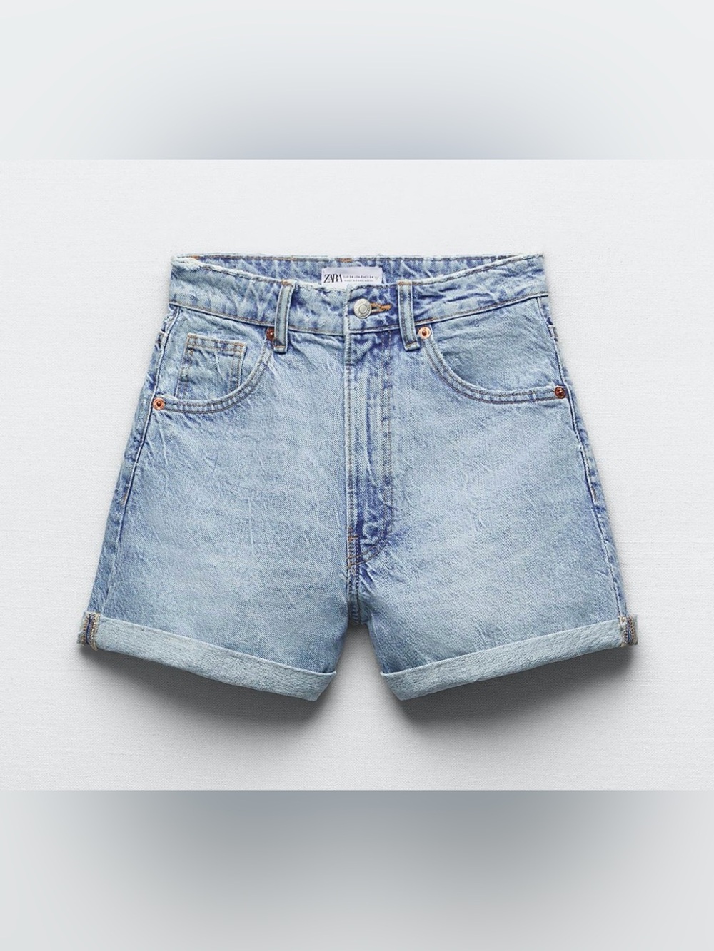 ZARA • TRF High-Waisted Mom Fit Denim Shorts